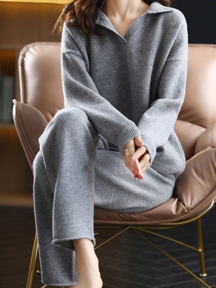 Two-Piece Knit Lounge Outfit