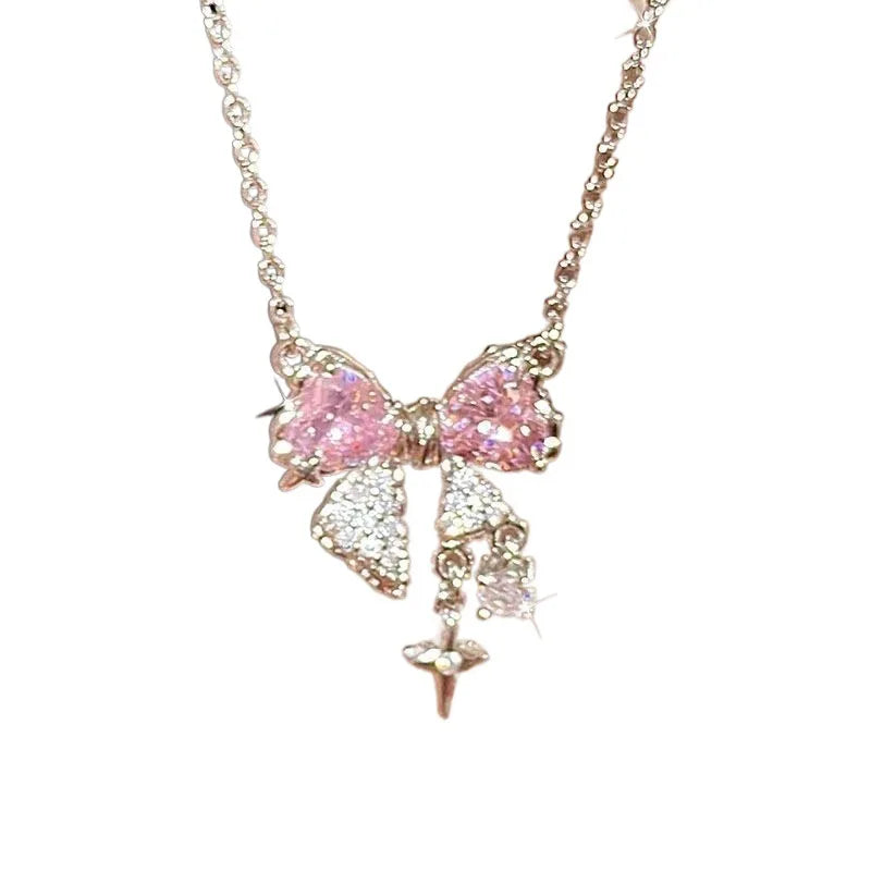 pink bow necklace